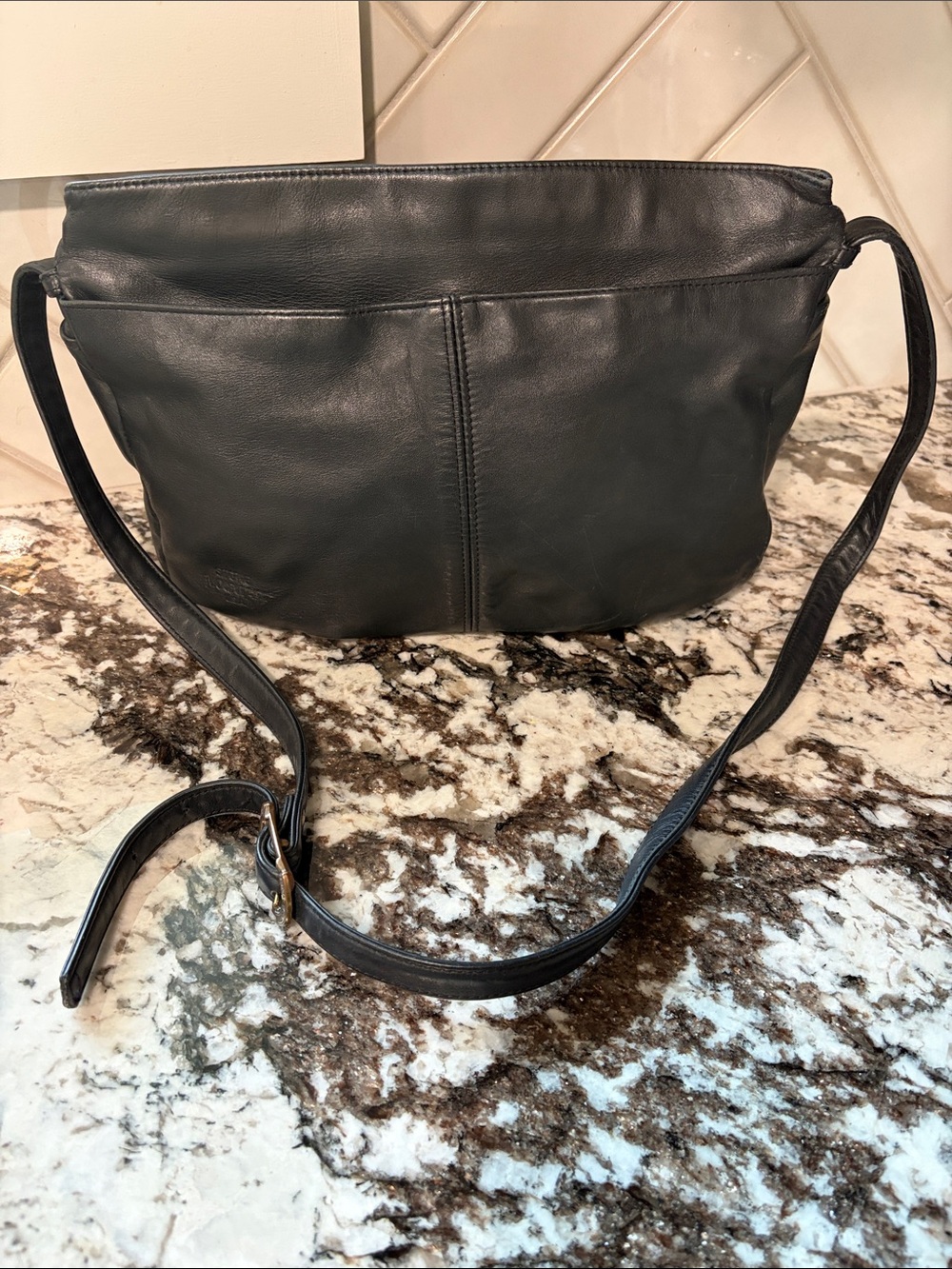 Stone Mountain Classic Black Leather Crossbody Bag